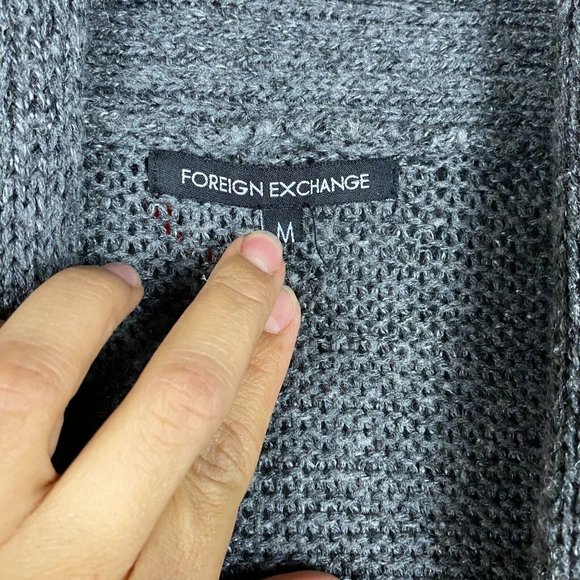 Foreign Exchange Cardigan Women's Medium Gray Sweater Knitted Acrylic - Picture 3 of 7
